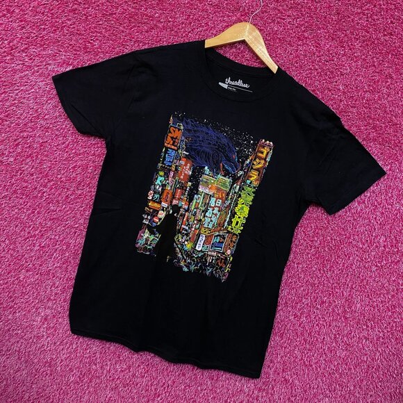 Kaiju City Downtown Neon Lights Gojira Threadless Tee Large - Picture 3 of 4